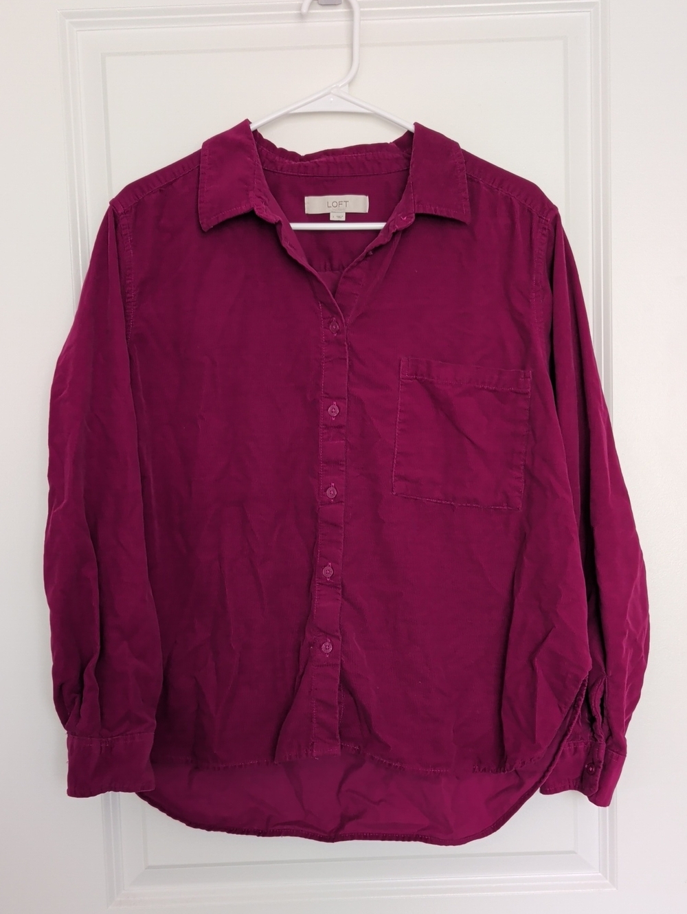 LOFT Plum Button-Down Corduroy Shirt